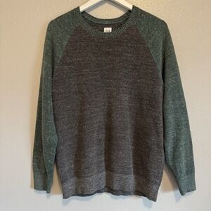 Gap Green & Heather Gray Waffle Knit Sweater Raglan Varsity Style Size Small Men